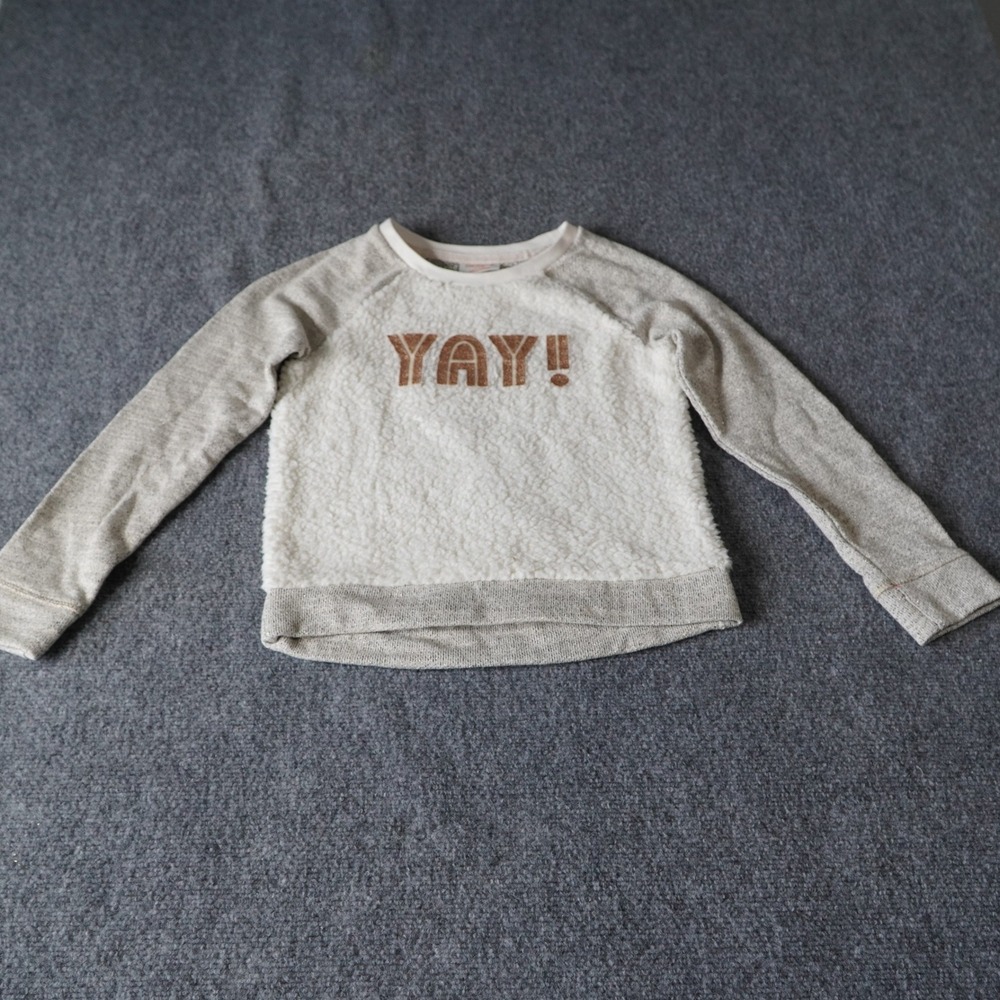 Cat Jack Kids‎ Girls M 7/8 Gray Fleece Lined "YAY!" Sweatshirt